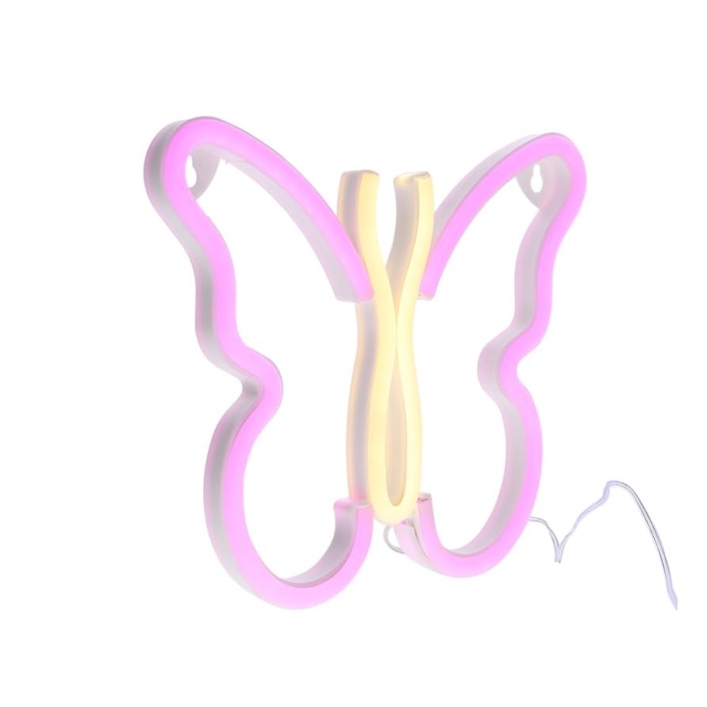 Butterfly Neon Sign LED Light for Bedroom Wall Decor College Dorm Battery
